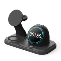 6 in 1 Fast Wireless Charger Magnetic Wireless Charging Wireless Speaker Digital Clock RGB Lighting