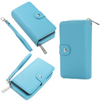 Detachable Zipper Magnetic Card Slots Phone Case for iphone-Blue