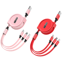 2 Pack Retractable Three-in-One USB Skeleton Multi-Charging Cable
