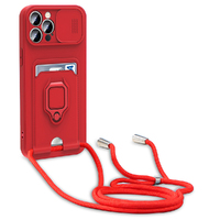 Zipper holster insert card phone case for iPhone 13/13pro series-Red