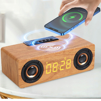 Multi-function Wooden Wireless Bluetooth Speaker LED Alarm Clock