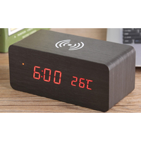 Wooden Alarm Clock with Wireless Charging Pad
