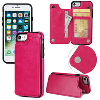 Slim Fit Leather Wallet Case for iPhone 6/6S/6plus/6s plus-Rose red