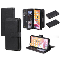 Flip Leather Phone Case With Card Slot For iPhone 11/12/13 Pro max-Black