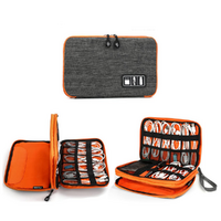 Multi-function Double Layer Electronics Organizer Storage Bag-Grey