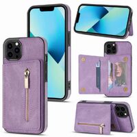 Zipper holster insert card phone case for iPhone 13/13pro max-Purple