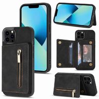 Zipper holster insert card phone case for iPhone 13/13pro max-Black