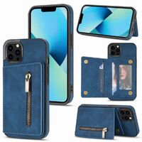Zipper holster insert card phone case for iPhone 13/13pro max-Blue