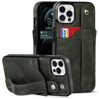 Design Luxury Leather Wallet Style Business Case for iPhone-Green