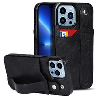 Design Luxury Leather Wallet Style Business Case for iPhone-Black