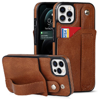 Design Luxury Leather Wallet Style Business Case for iPhone-Brown