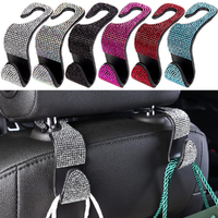 2/6 pcs Multifunctional Portable Rhinestone Car Seat Back Hook Headrest Storage Holder
