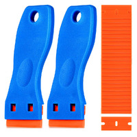 2/4Pcs Plastic Razor Blade Scraper With 50pcs Plastic Blades For Remove Stickers