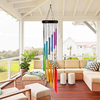 12 Tubes Outside Wind Chimes Pendant With Hook Aluminum Tube Metal Pipe Wind Chimes Bells-Gold+Silver