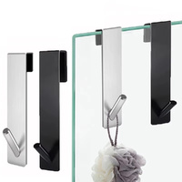 2Pcs Stainless Steel Over Glass Door Shower Door Back Shower Towel Hooks Bathroom Hanger Holder Rack