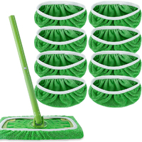 8Pcs Thickened Elastic Band Flat Mop Cloth Replacement Mop Cleaning Pad