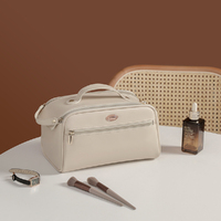 Multifunctional Cosmetic Bag Double Zipper PU Makeup Bag Portable Handbag