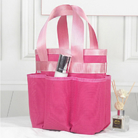 Mesh Shower Bag Draining Multifunctional Bath Basket Folding Swimming Makeup Bag