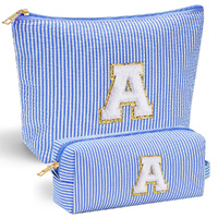 2 Pcs Initial Makeup Bags Travel Makeup Bag Set Cosmetic Bag For Travel Toiletry