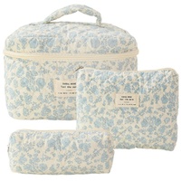 3PCS Makeup Bag Set Large Quilted Cosmetic Bag Travel Toiletry Organizer Bags