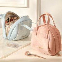 Travel Handbag Makeup Bag Waterproof Cosmetic Bag Flat Open Portable Toiletry Bag