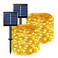 2 X 200 LED Copper Wire Solar String Lights Outdoor Garden Christmas Decorative lights