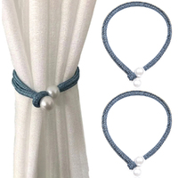 2Pcs Pearl Buckle Curtain Clip Adjustable Rope Tie Back Curtain Holdbacks