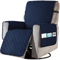 Recliner Chair Cover Sofa Slipcover with Non Slip Strap Couch Protector with Side Pocket-Gray