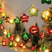 2Pcs Christmas Decorative Light String Christmas Balls Stars Fairy String Lights