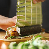 Natural Bamboo Sushi Rolling Mat Kitchen Sushi Mat Easy Sushi Roller Mat