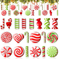 20/40pcs Christmas Tree Candy Lollipop Hanging Ornaments Pendants Set With Rope