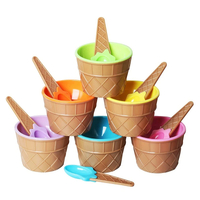 6/12/24pcs Ice Cream Bowl Set Different Color Ice Cream Spoon Bowl Tableware Set
