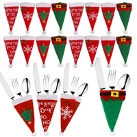 20/30pcs Christmas Cutlery Holder Set Mini Santa Hat Fork Tableware Holder Bag