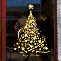 1/2PC Large Golden Christmas Tree Window Clings Stickers for Glass Xmas Decals