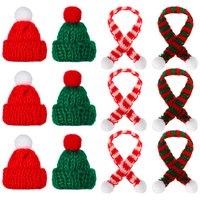 Christmas Mini Santa Hat And Xmas Scarf Set Knit Hat Plaid Scarf Bottle