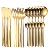 16/24-Pcs Flatware Set Stainless Steel Knife Fork Spoon Teaspoon Silverware Set