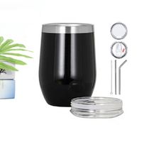 12 oz Stainless Steel Double Walled Mate Tea Cup with Lid Straw Cleaning Brush