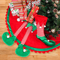 36/48 Inch Christmas Tree Skirts Large Xmas Tree Stand Mat Cover With Elf Legs