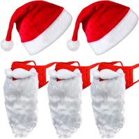 2/6 Pack Christmas Hat Face Mask Funny Bearded Holiday Santa Costume For Adults