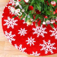 80/90/100/120cmtree Skirt Red Christmas Tree Skirts With White Snowflakes