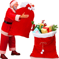2Pcs Christmas Velvet Santa Bags With Drawstring Large Xmas Bags Santa Gift Sack