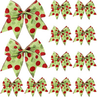 12 Pcs Christmas Bows Decor Christmas Wreaths Bows Xmas Tree Dot Ribbons