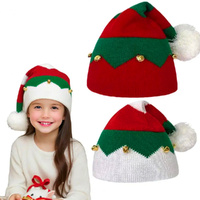 2 Pack Christmas Knitted Hat Xmas Santa Hat With Bells And Pom Pom For Unisex