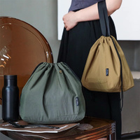 Lunch Bag Canvas Drawstring Portable Thermal Insulated Picnic Lunch Box Bag