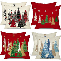 8 Pcs Christmas Decorations Throw Pillow Covers Christmas Tree Cushion Cases