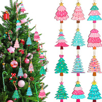 36 Pcs Wood Ornaments Hanging Decoration Christmas Tree Pendant With String
