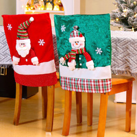 2Pcs Christmas Chair Cover Snowman Santa Claus Chair Cover Christmas Table Decor