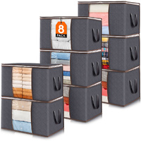 4/6/8 Pack Clothes Foldable Storage And Organization Storage Bins With Lids