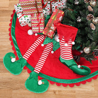 Christmas Decorations Christmas Tree Skirt with Elf Legs Design for Home Party