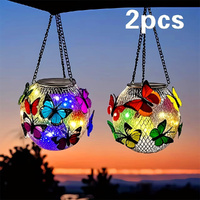 2 Pack Butterfly Lanterns Solar Light Waterproof Hollowed-Out Garden Light